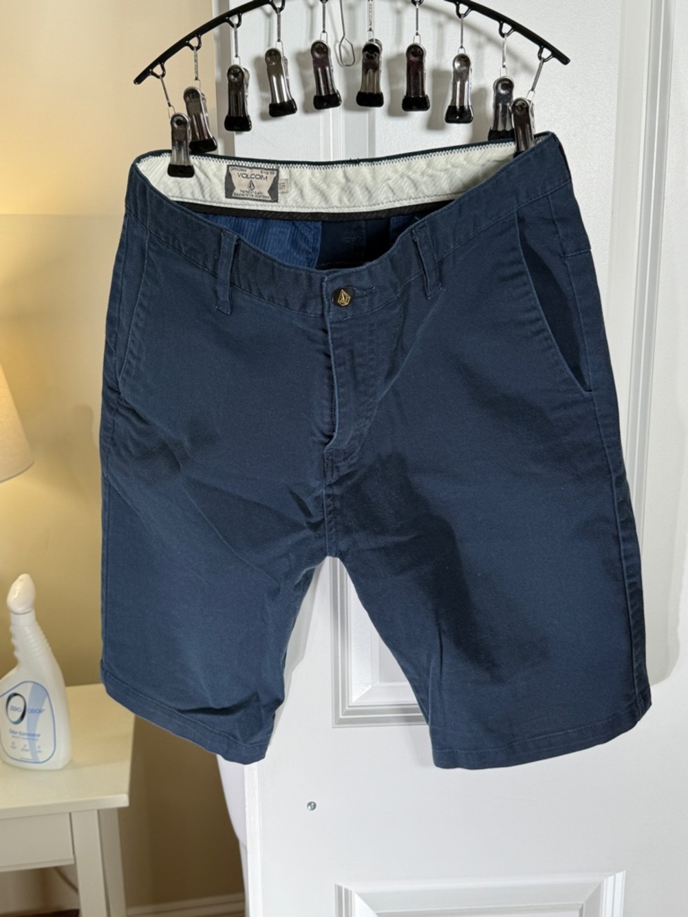Volcom Shorts Mens 33 Navy Blue Hybrid Chino Walk Shorts Stretch Surf Skate